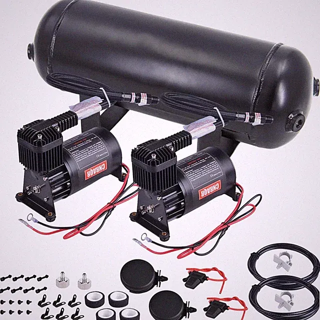 3 Gallon Air Tank with 150PSI Air Compressor 2PCS for Suspension/Air Ride/Bag...