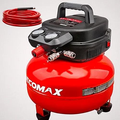 Air Compressor, 6-Gallon Pancake Air Compressor with 25 FT MAX 175PSI Air Hose