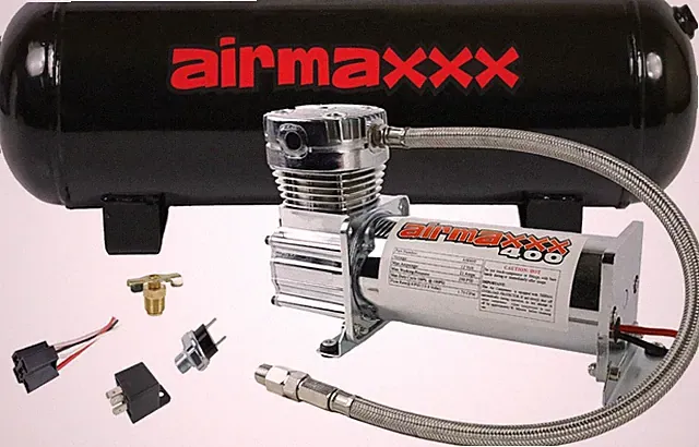 airmaxxx 400 Chrome Air Compressor 3 Gallon Tank & Drain w/150/180 On/Off Switch
