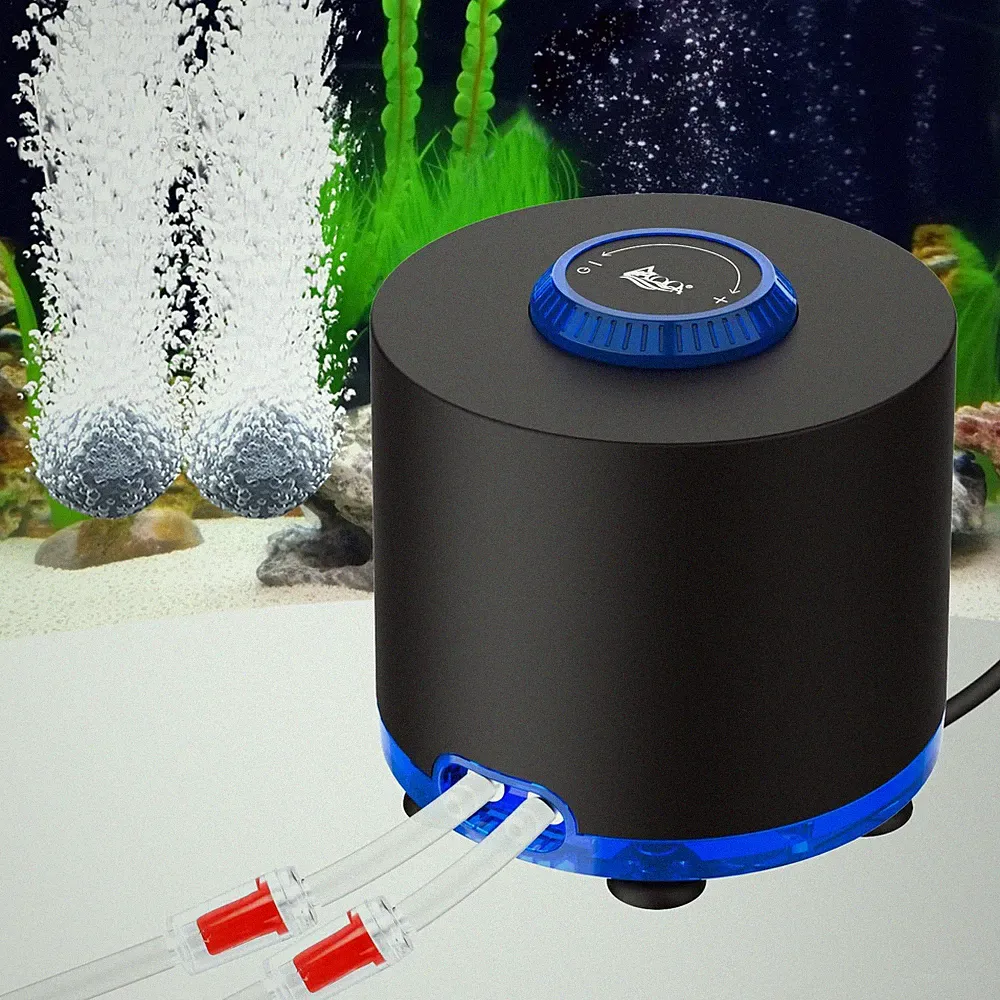 AQQA Aquarium Air Pump Quiet Powerful Fish Tank Pump 3W/6W/10W with Stainless