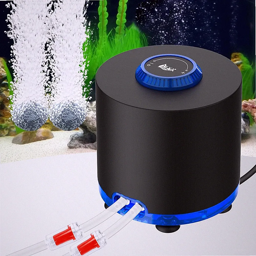 Aquarium Air Pump, Quiet Powerful Fish Tank Air Pump 3W/6W/10W with Stainless St