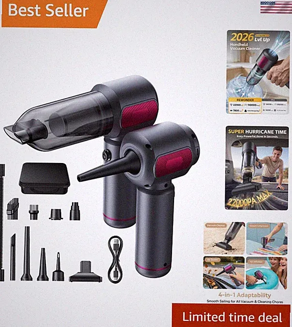 Car Vacuum Cleaner High Power, 22000Pa Vacuum Cleaner & 110000RPM Air Duster,...