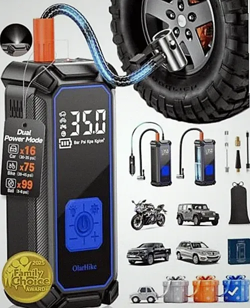 Cordless Tire Inflator Portable Air Compressor, 5400mAh (Car&SUV) 2-blue