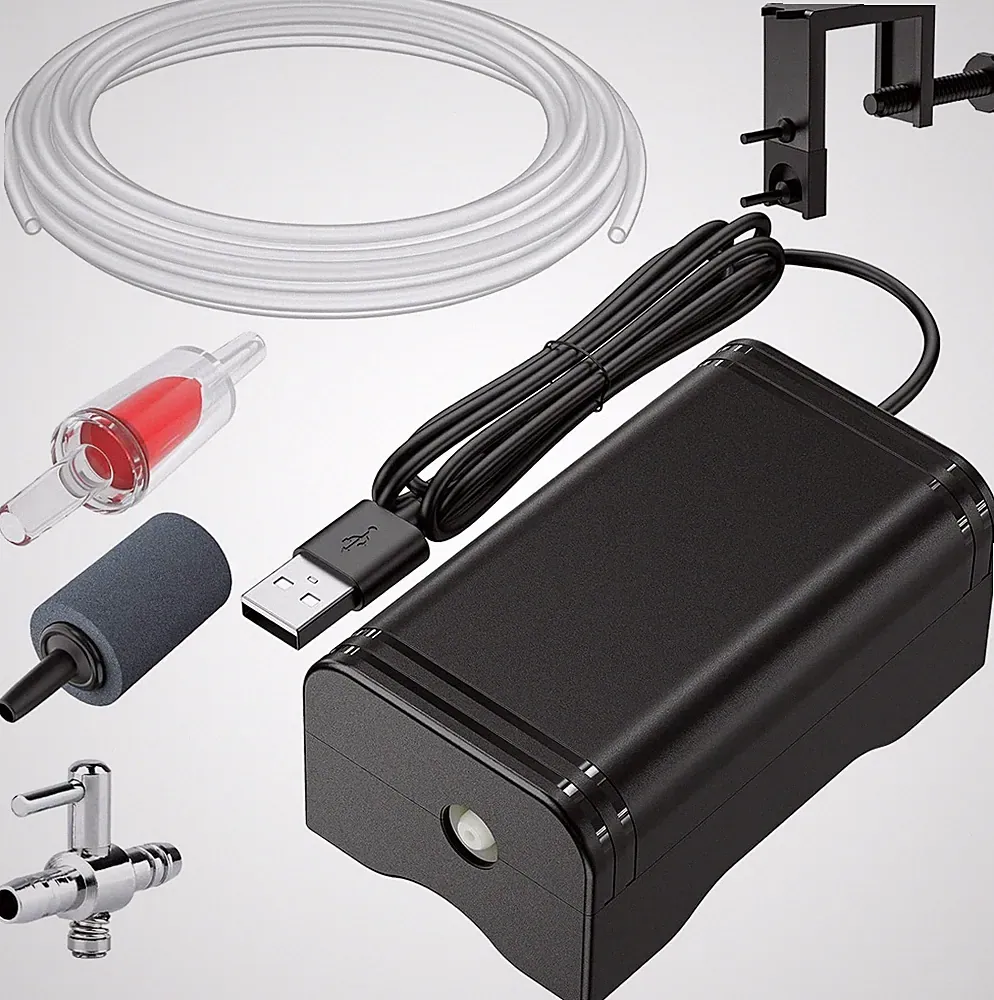 Live Bait Aerator, Portable USB Air Pump for 3-20 Gallon Nano Fish Tanks and Buc
