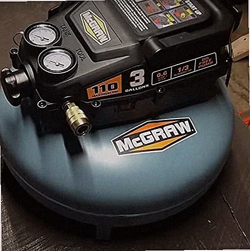 MCGRAW 3 Gallon 1/3 HP 110 PSI Low Profile Oil-Free Pancake Air Compressor 120V