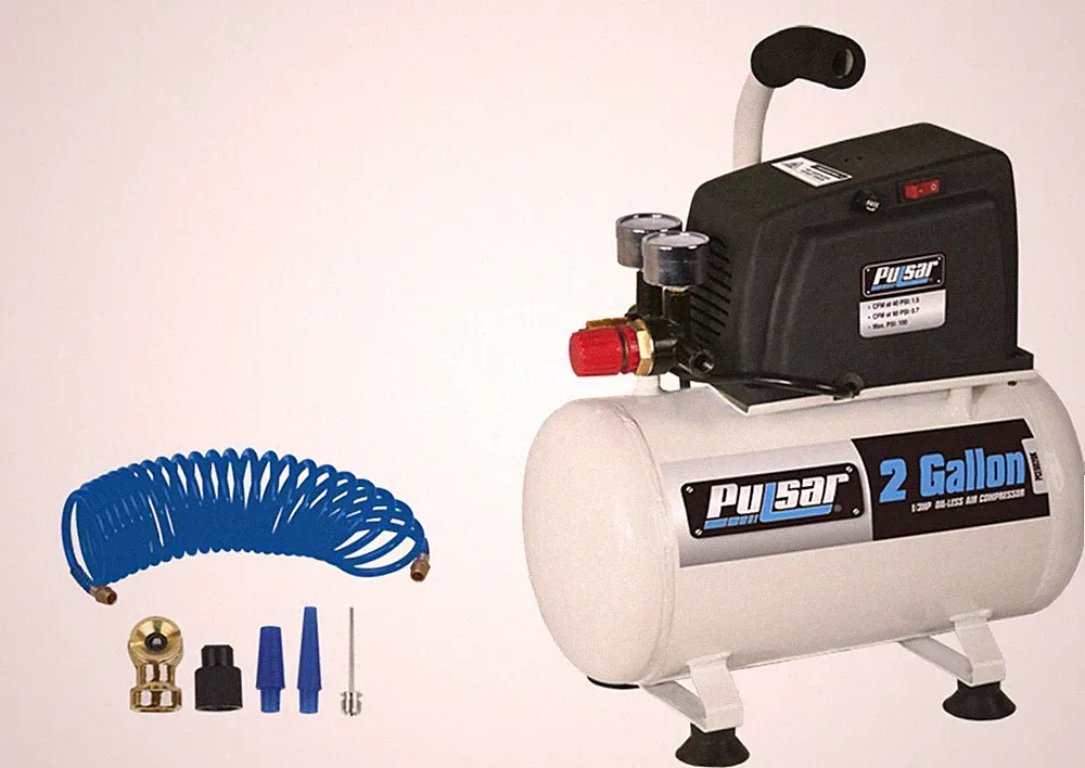 Pulsar Products PCE6021K 2 Gallon Air Compressor Complete (with Hose and Nozz...
